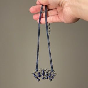 Dark blue metal butterfly necklace